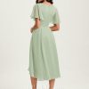 Semi-formal & Cocktail | A-line V-Neck Asymmetrical Chiffon Cocktail Dress With Ruffle Celadon – Womens