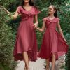 Semi-formal & Cocktail | A-line V-Neck Asymmetrical Chiffon Cocktail Dress With Ruffle Cinnamon Rose – Womens