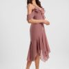 Semi-formal & Cocktail | A-line V-Neck Asymmetrical Chiffon Cocktail Dress With Ruffle Desert Rose – Womens