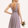 Semi-formal & Cocktail | A-line V-Neck Asymmetrical Chiffon Cocktail Dress With Ruffle Dusk – Womens