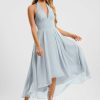 Semi-formal & Cocktail | A-line V-Neck Asymmetrical Chiffon Cocktail Dress With Ruffle Ice Blue – Womens