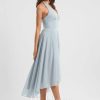 Semi-formal & Cocktail | A-line V-Neck Asymmetrical Chiffon Cocktail Dress With Ruffle Ice Blue – Womens