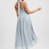 Semi-formal & Cocktail | A-line V-Neck Asymmetrical Chiffon Cocktail Dress With Ruffle Ice Blue – Womens