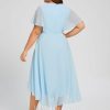 Semi-formal & Cocktail | A-line V-Neck Asymmetrical Chiffon Cocktail Dress With Ruffle Sky Blue – Womens