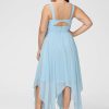 Semi-formal & Cocktail | A-line V-Neck Asymmetrical Chiffon Cocktail Dress With Ruffle Sky Blue – Womens