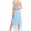 Semi-formal & Cocktail | A-line V-Neck Asymmetrical Chiffon Cocktail Dress With Ruffle Sky Blue – Womens