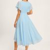 Semi-formal & Cocktail | A-line V-Neck Asymmetrical Chiffon Cocktail Dress With Ruffle Sky Blue – Womens