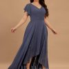 Semi-formal & Cocktail | A-line V-Neck Asymmetrical Lace Chiffon Cocktail Dress With Pleated Stormy – Womens