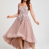 Semi-formal & Cocktail | A-line V-Neck Asymmetrical Lace Tulle Cocktail Dress With Flower As Picture – Womens