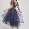 Semi-formal & Cocktail | A-line V-Neck Asymmetrical Tulle Cocktail Dress With Sequins Stormy – Womens