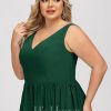 Semi-formal & Cocktail | A-line V-Neck Knee-Length Chiffon Cocktail Dress Dark Green – Womens