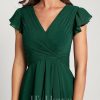 Semi-formal & Cocktail | A-line V-Neck Knee-Length Chiffon Cocktail Dress Dark Green – Womens