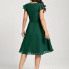 Semi-formal & Cocktail | A-line V-Neck Knee-Length Chiffon Cocktail Dress Dark Green – Womens