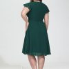 Semi-formal & Cocktail | A-line V-Neck Knee-Length Chiffon Cocktail Dress Dark Green – Womens