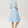 Semi-formal & Cocktail | A-line V-Neck Knee-Length Chiffon Cocktail Dress Sky Blue – Womens