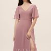 Semi-formal & Cocktail | A-line V-Neck Knee-Length Chiffon Cocktail Dress Vintage Mauve – Womens