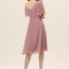 Semi-formal & Cocktail | A-line V-Neck Knee-Length Chiffon Cocktail Dress Vintage Mauve – Womens