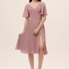 Semi-formal & Cocktail | A-line V-Neck Knee-Length Chiffon Cocktail Dress Vintage Mauve – Womens