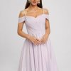 Semi-formal & Cocktail | A-line V-Neck Knee-Length Chiffon Cocktail Dress With Pleated As Picture – Womens