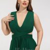 Semi-formal & Cocktail | A-line V-Neck Knee-Length Chiffon Cocktail Dress With Ruffle Dark Green – Womens