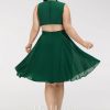 Semi-formal & Cocktail | A-line V-Neck Knee-Length Chiffon Cocktail Dress With Ruffle Dark Green – Womens