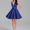 Semi-formal & Cocktail | A-line V-Neck Short Satin Cocktail Dress As Picture – Womens