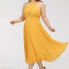 Semi-formal & Cocktail | A-line V-Neck Tea-Length Chiffon Cocktail Dress With Pleated As Picture – Womens