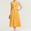 Semi-formal & Cocktail | A-line V-Neck Tea-Length Chiffon Cocktail Dress With Pleated As Picture – Womens