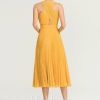 Semi-formal & Cocktail | A-line V-Neck Tea-Length Chiffon Cocktail Dress With Pleated As Picture – Womens