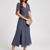 Semi-formal & Cocktail | A-line V-Neck Tea-Length Chiffon Cocktail Dress With Ruffle Stormy – Womens