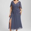 Semi-formal & Cocktail | A-line V-Neck Tea-Length Chiffon Cocktail Dress With Ruffle Stormy – Womens