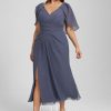 Semi-formal & Cocktail | A-line V-Neck Tea-Length Chiffon Cocktail Dress With Ruffle Stormy – Womens