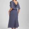 Semi-formal & Cocktail | A-line V-Neck Tea-Length Chiffon Cocktail Dress With Ruffle Stormy – Womens