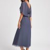 Semi-formal & Cocktail | A-line V-Neck Tea-Length Chiffon Cocktail Dress With Ruffle Stormy – Womens