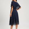 Semi-formal & Cocktail | A-line V-Neck Tea-Length Lace Chiffon Cocktail Dress With Sequins As Picture – Womens