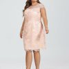 Semi-formal & Cocktail | Bodycon Scoop Knee-Length Lace Cocktail Dress As Picture – Womens