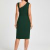 Semi-formal & Cocktail | Sheath/Column Asymmetrical Knee-Length Chiffon Cocktail Dress With Ruffle Hunter Green – Womens