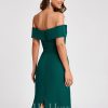 Semi-formal & Cocktail | Sheath/Column Off the Shoulder Knee-Length Chiffon Cocktail Dress With Ruffle Peacock – Womens