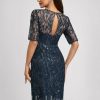 Semi-formal & Cocktail | Sheath/Column Scoop Knee-Length Lace Cocktail Dress With Sequins Dark Navy – Womens