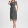 Semi-formal & Cocktail | Sheath/Column Scoop Knee-Length Lace Sequin Cocktail Dress With Sequins Steel Grey – Womens