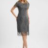 Semi-formal & Cocktail | Sheath/Column Scoop Knee-Length Lace Sequin Cocktail Dress With Sequins Steel Grey – Womens