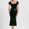 Semi-formal & Cocktail | Sheath/Column Square Tea-Length Velvet Cocktail Dress With Flower Ruffle As Picture – Womens