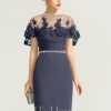 Semi-formal & Cocktail | Sheath/Column Sweetheart Knee-Length Chiffon Cocktail Dress With Ruffle Beading Stormy – Womens