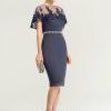 Semi-formal & Cocktail | Sheath/Column Sweetheart Knee-Length Chiffon Cocktail Dress With Ruffle Beading Stormy – Womens