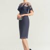 Semi-formal & Cocktail | Sheath/Column Sweetheart Knee-Length Chiffon Cocktail Dress With Ruffle Beading Stormy – Womens