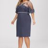 Semi-formal & Cocktail | Sheath/Column Sweetheart Knee-Length Chiffon Cocktail Dress With Ruffle Beading Stormy – Womens