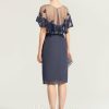 Semi-formal & Cocktail | Sheath/Column Sweetheart Knee-Length Chiffon Cocktail Dress With Ruffle Beading Stormy – Womens