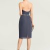 Semi-formal & Cocktail | Sheath/Column Sweetheart Knee-Length Chiffon Cocktail Dress With Ruffle Beading Stormy – Womens