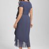 Semi-formal & Cocktail | Sheath/Column V-Neck Asymmetrical Chiffon Cocktail Dress With Cascading Ruffles Ruffle Stormy – Womens