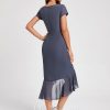 Semi-formal & Cocktail | Sheath/Column V-Neck Asymmetrical Chiffon Cocktail Dress With Cascading Ruffles Ruffle Stormy – Womens